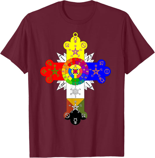 Rose Cross T Shirt T-Shirt - T-Shirt | Maroon