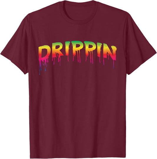 Drippin Sauce Melting Trending Messy Saucy Light Distress T-Shirt - T-Shirt | Maroon
