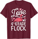 Love My 4th Grade Flock Flamingo Teacher Elementary Gift T-Shirt - T-Shirt | Maroon