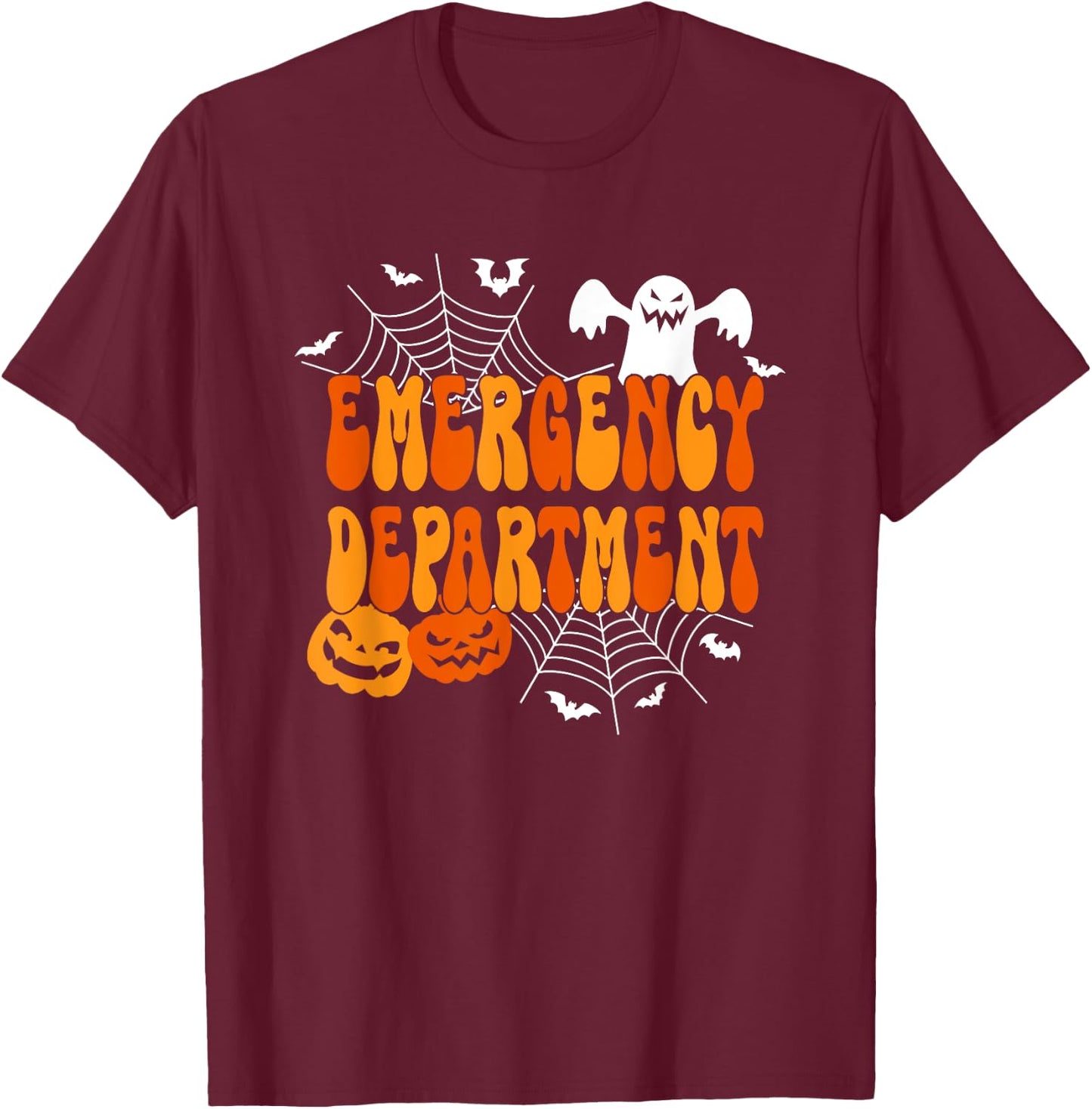 Funny Halloween Emergency Department Emergency Room Nurse T-Shirt - T-Shirt | Maroon