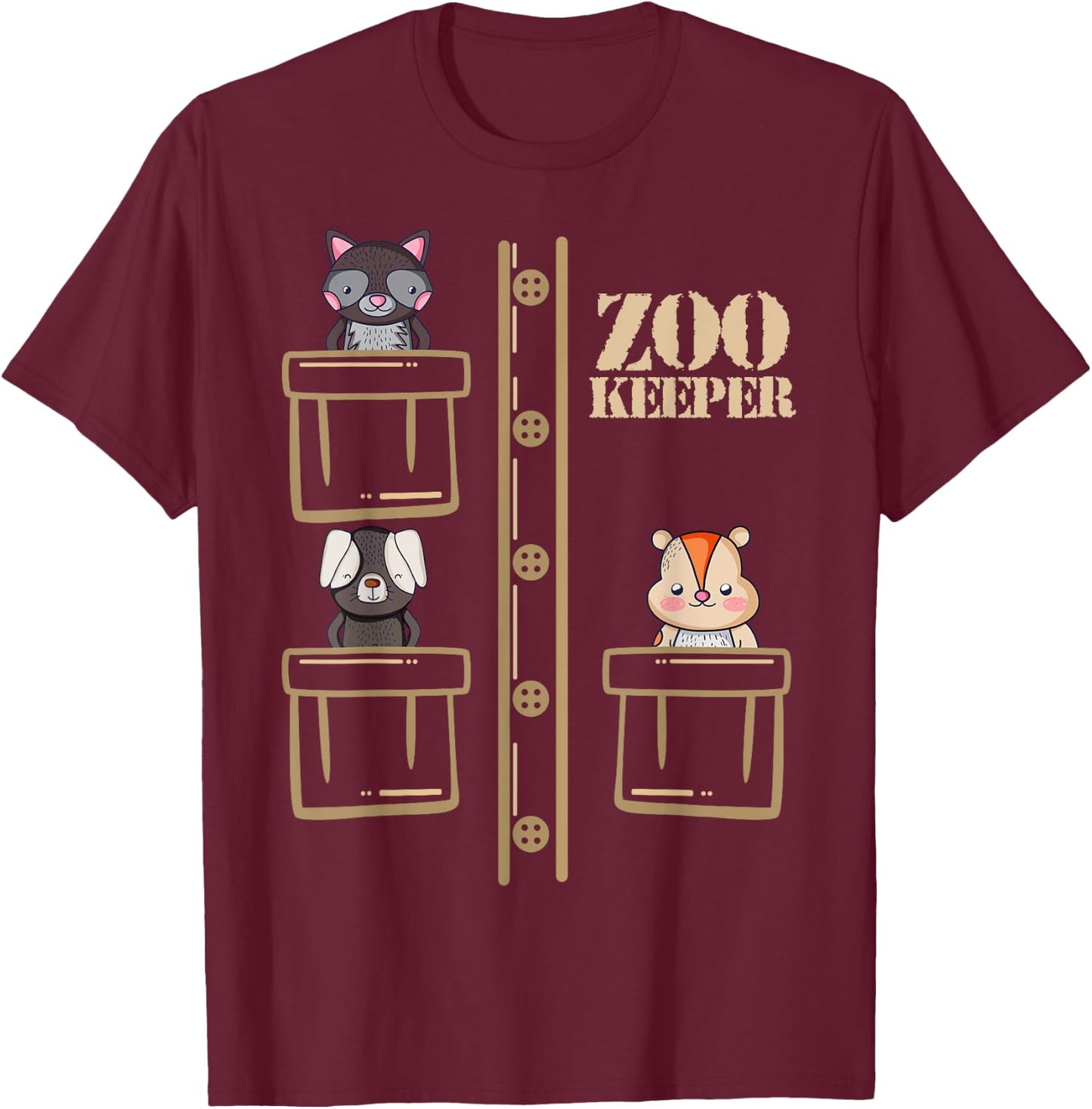 Zoo Keeper Halloween Safari Adult Men Women Costume Shirt T-Shirt - T-Shirt | Maroon