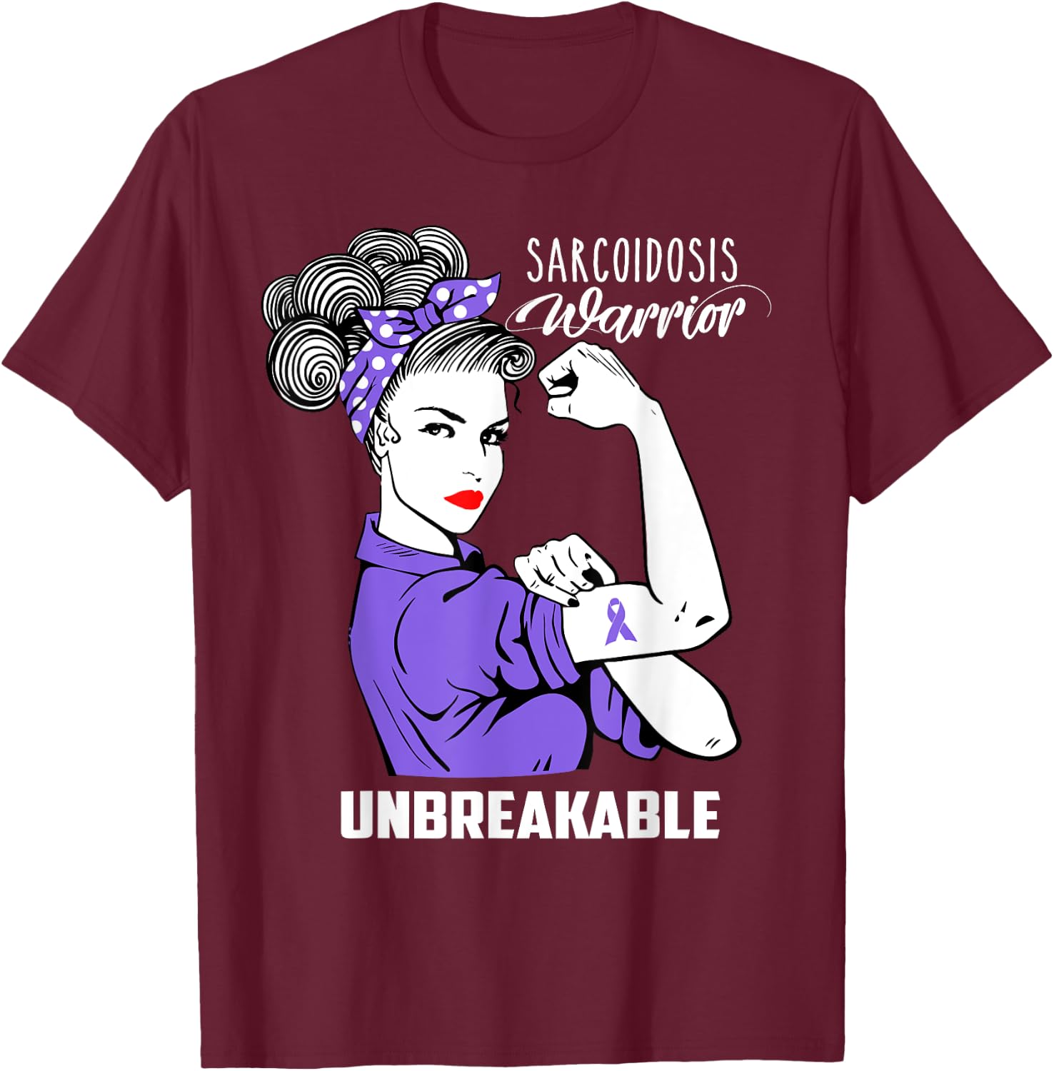 Sarcoidosis Warrior Unbreakable Shirt Awareness Gift T-Shirt - T-Shirt | Maroon