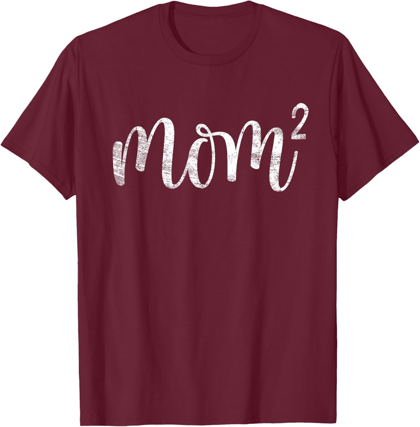 Mom2 Mom Squared Mother of Two Twins Mama Gifts Mothers Day T-Shirt - T-Shirt | Maroon