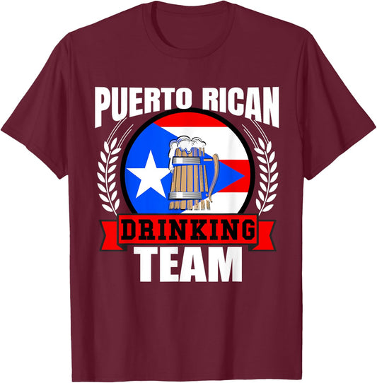 Puerto Rican Drinking Team Puerto Rico Flag Beer Party Gift T-Shirt - T-Shirt | Maroon