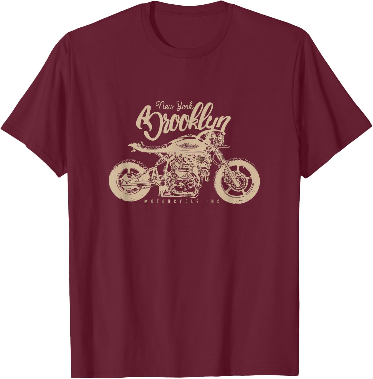 Brooklyn New York Motorcycle Souvenir Shirt T-Shirt - T-Shirt | Maroon