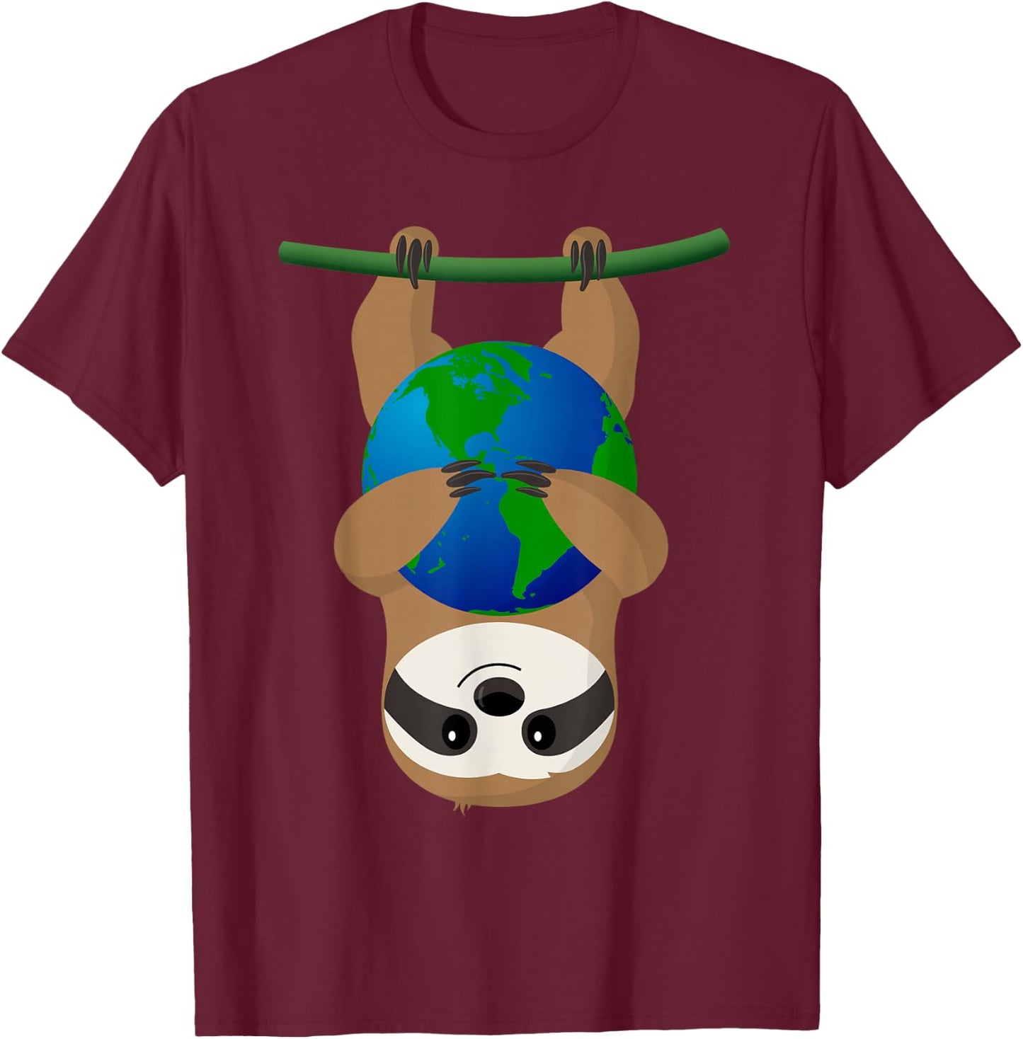 Earth Day Love The Earth Sloth T-Shirt - T-Shirt | Maroon