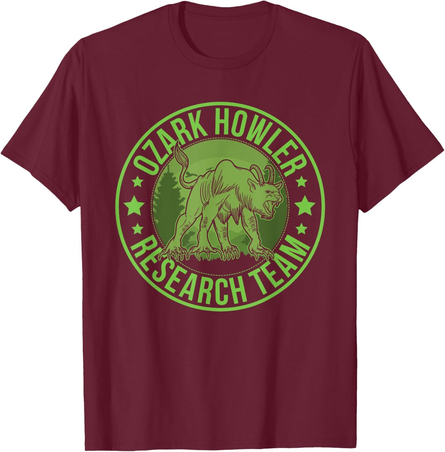 Ozark Howler Hide & Seek Research Team Champion Cryptid T-Shirt - T-Shirt | Maroon
