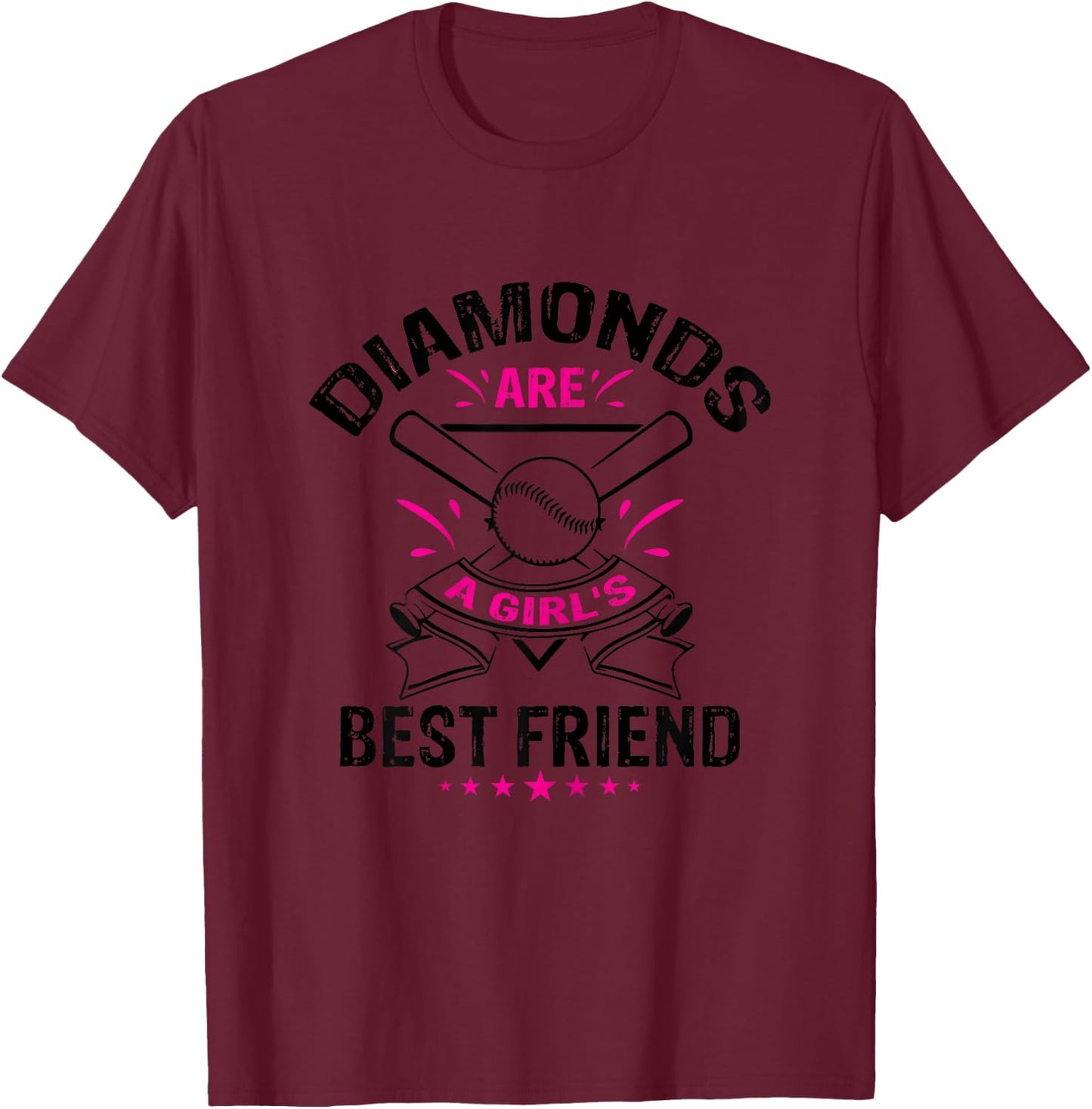 Diamonds Girl's Best Friend Shirt for Baseball and Softball T-Shirt - T-Shirt | Maroon