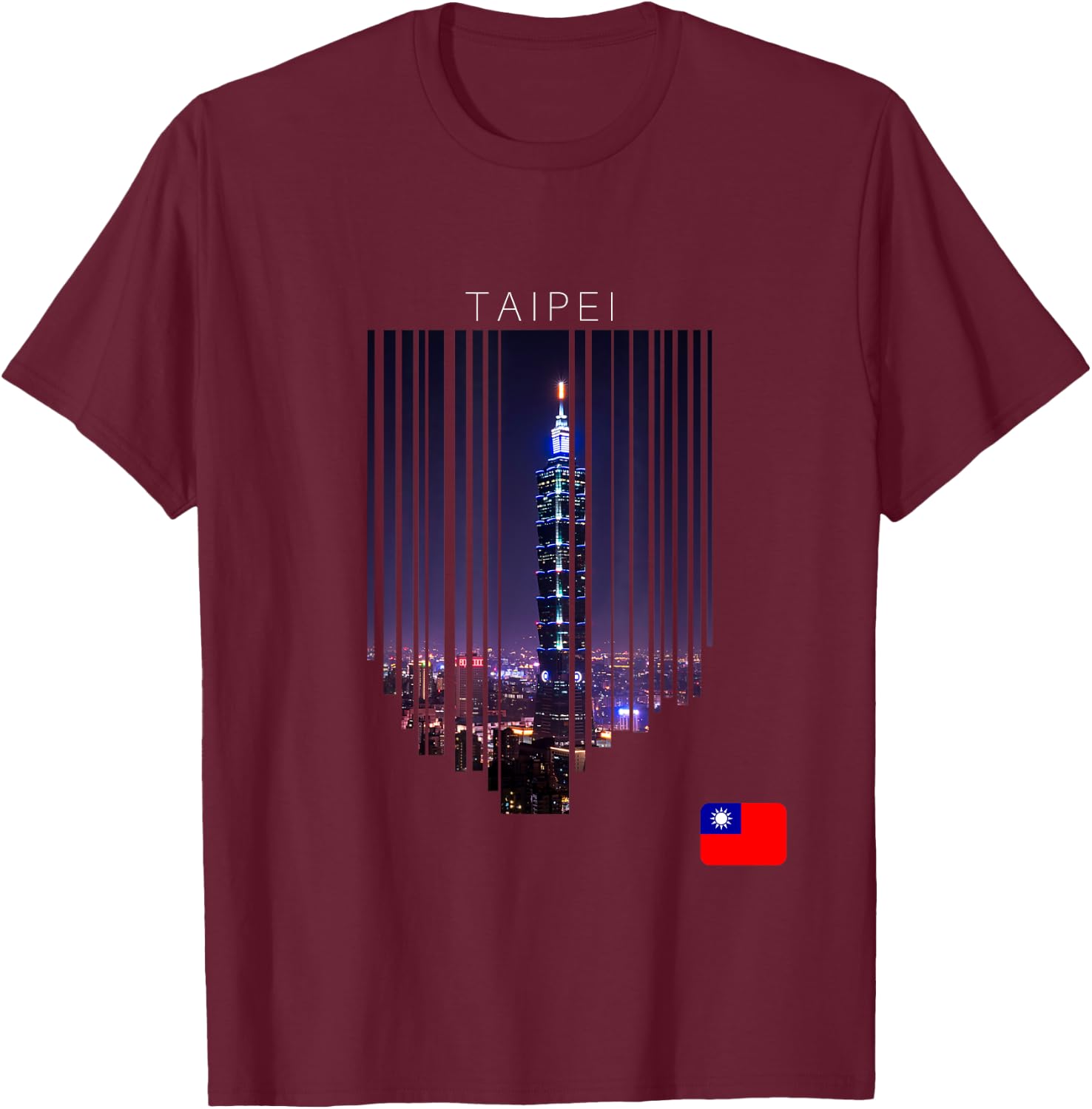 Taipei Taiwan Flag T-Shirt - T-Shirt | Maroon