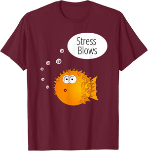 Funny Stress Blows Beach Fishing Gifts Men Kids Girls T-Shirt - T-Shirt | Maroon