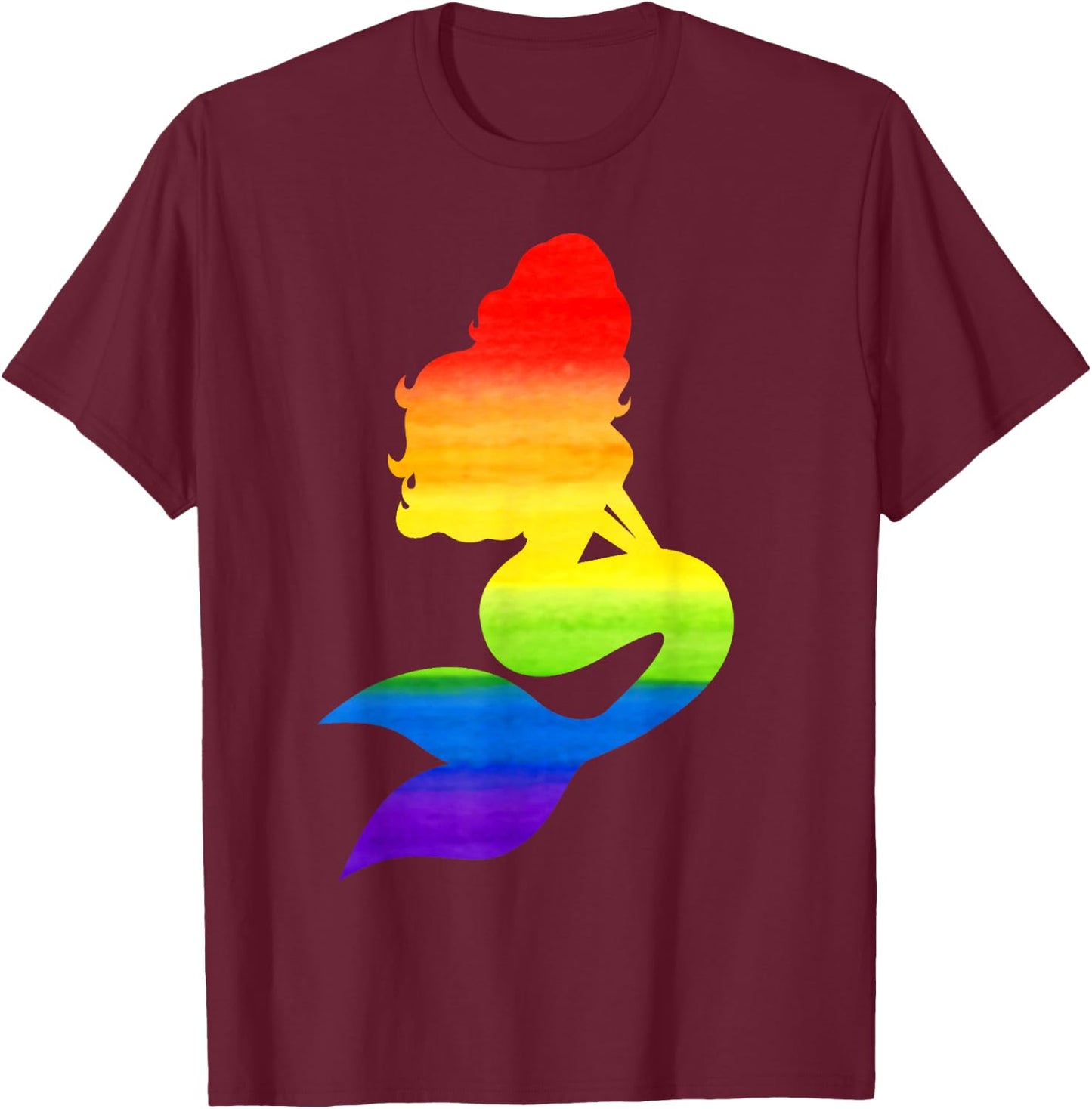 Mermaid Pride Gay Pride Parade Rainbow Mermaid T-Shirt - T-Shirt | Maroon