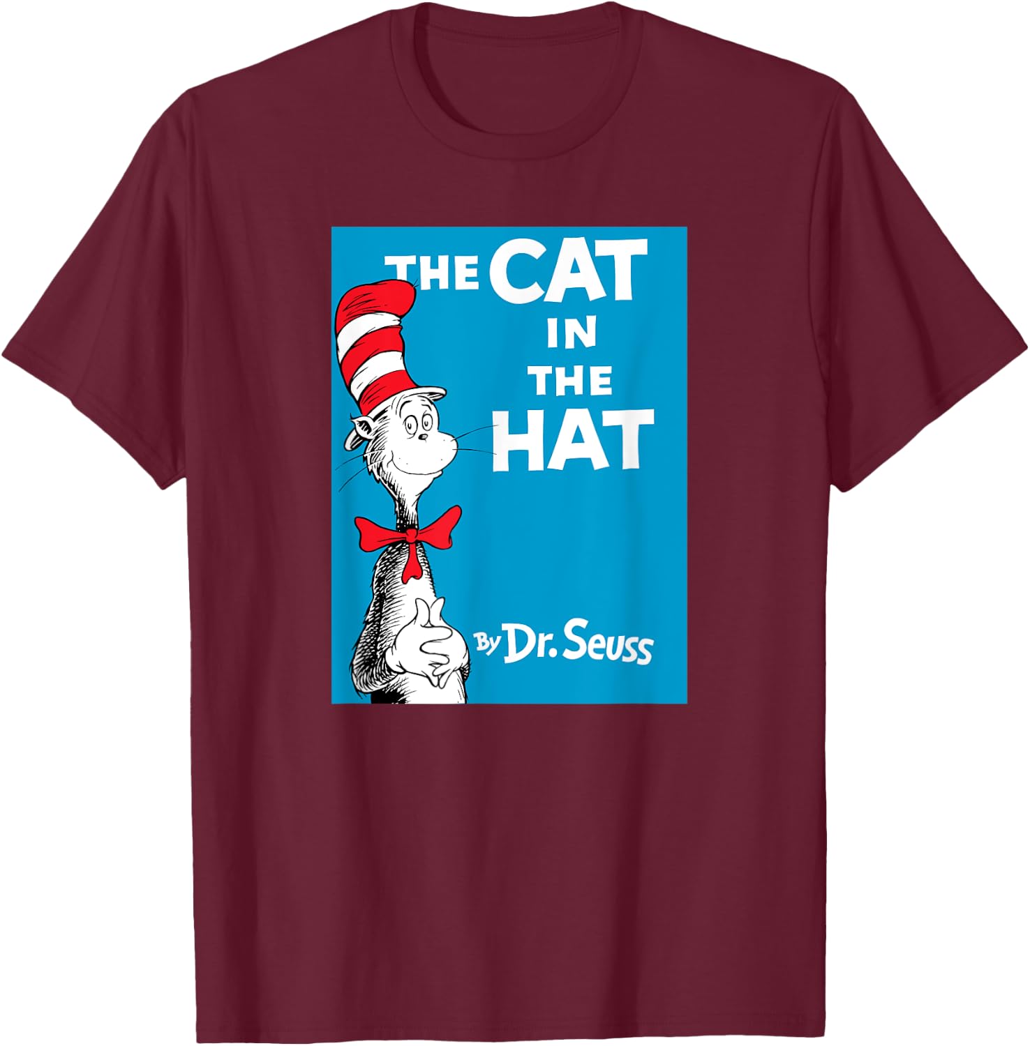 Dr. Seuss The Cat in the Hat Book Cover T-Shirt - T-Shirt | Maroon