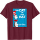 Dr. Seuss The Cat in the Hat Book Cover T-Shirt - T-Shirt | Maroon