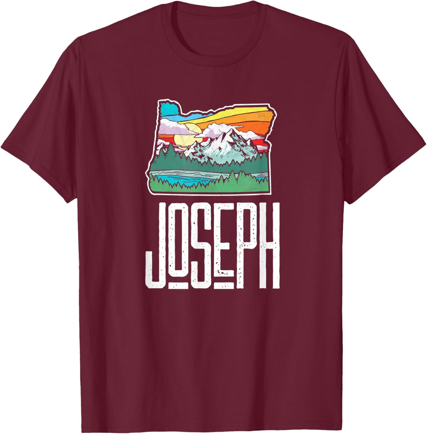 Joseph Vintage Oregon Nature & Outdoors Retro Graphic T-Shirt - T-Shirt | Maroon