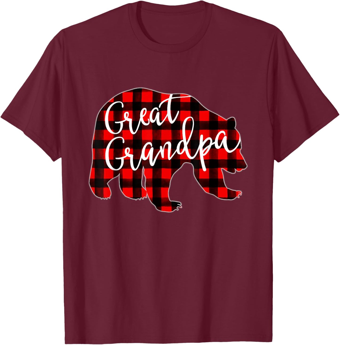 Red Plaid Great Grandpa Bear Matching Family Christmas Eve T-Shirt - T-Shirt | Maroon