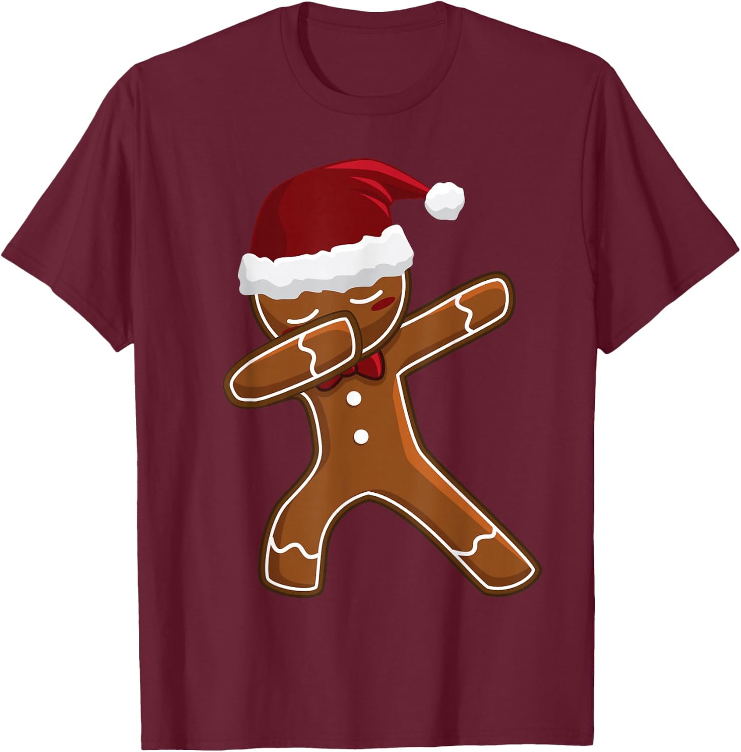 Christmas Dabbing Gingerbread Dab Pose Kids Boys Girls Xmas T-Shirt - T-Shirt | Maroon