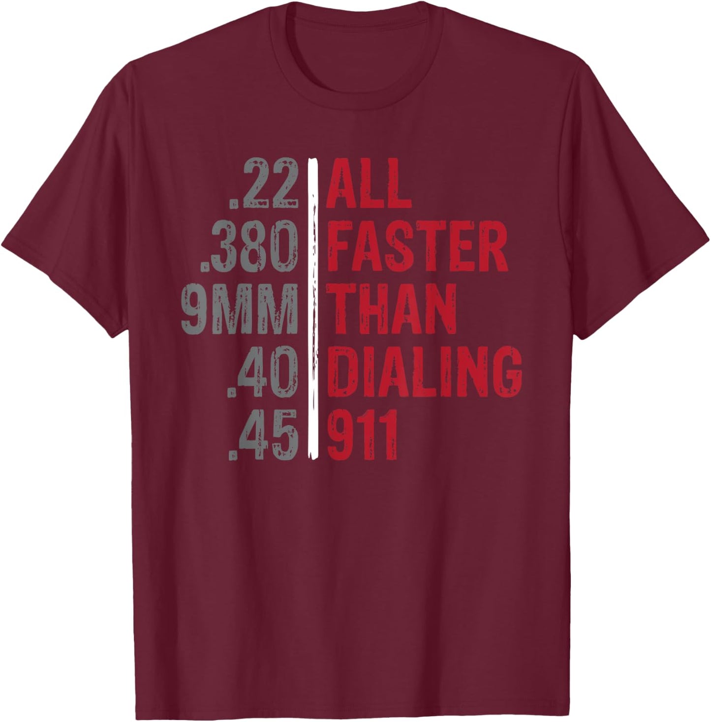 Emergency All Faster Than Dialing 911 Adult Black Modern Classic Collarless T-Shirt - T-Shirt | Maroon