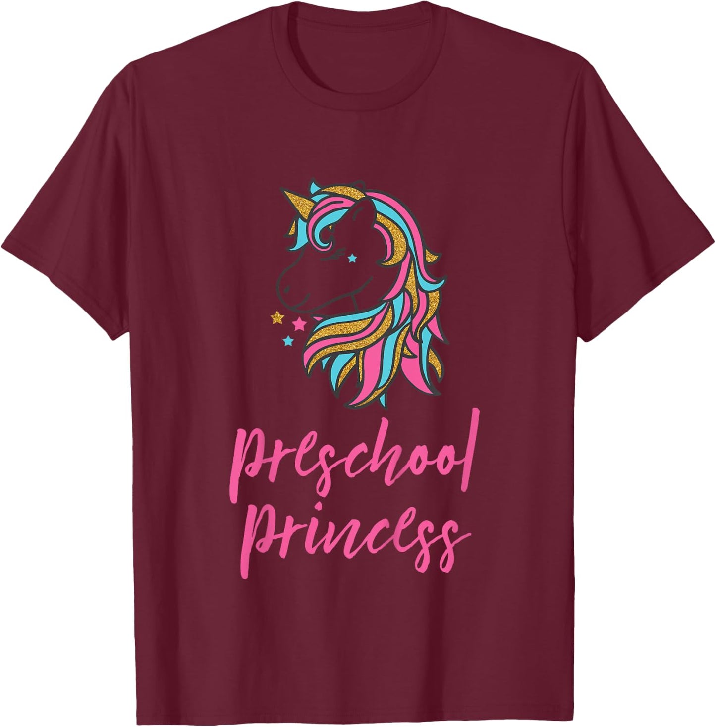 Kids Preschool Princess Unicorn Shirt for Girls, School Shirt T-Shirt - T-Shirt | Maroon