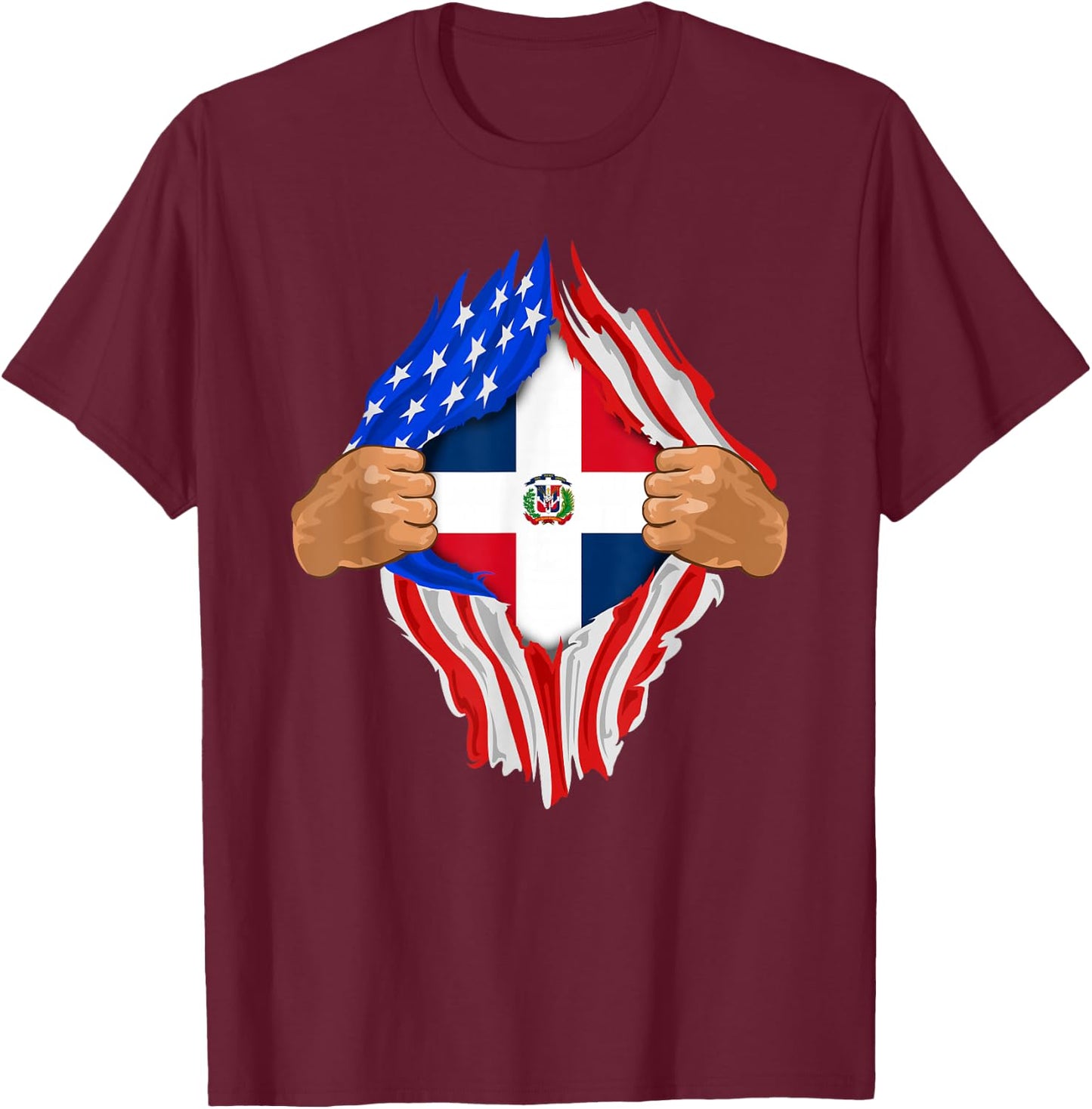 Dominican Blood Inside Me Dominican Republic Flag Gift T-Shirt - T-Shirt | Maroon