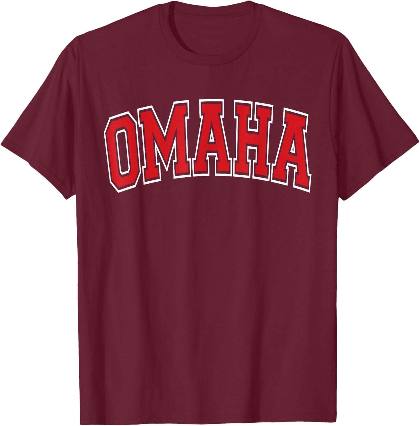 Omaha Arched Text T-Shirt - T-Shirt | Maroon
