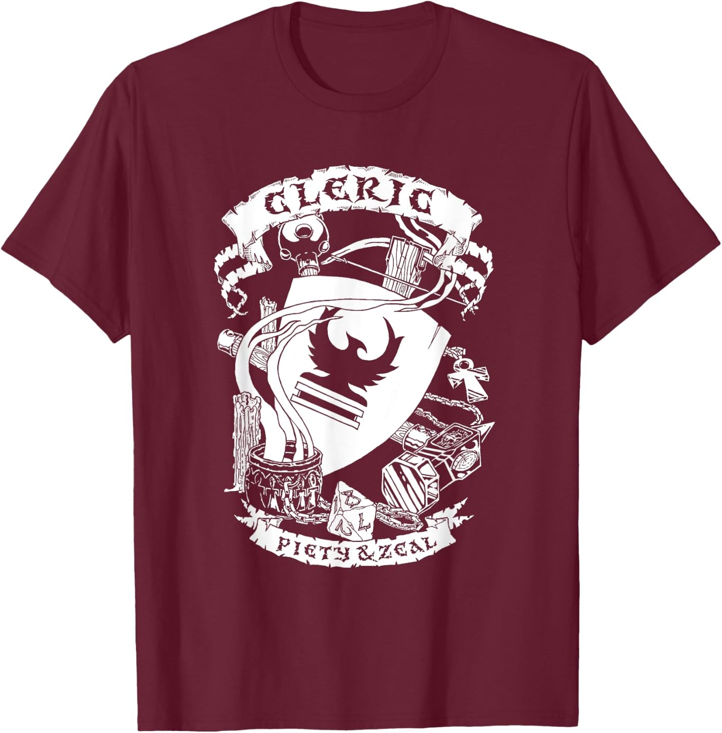 Games Sesh Fantasy RPG - Cleric T-Shirt - T-Shirt | Maroon