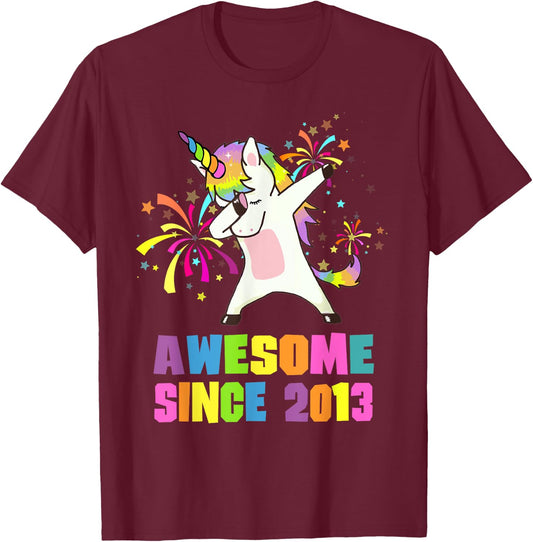 12 Years Old 12th Birthday Awesome Since 2013 Unicorn T-Shirt - T-Shirt | Maroon