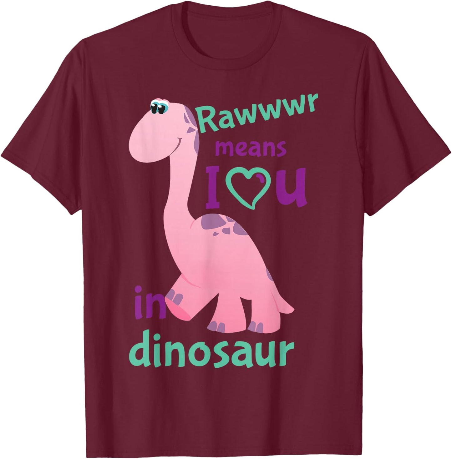 Lil' Stings Adult Baby I Love You Dinosaur ABDL T-Shirt - T-Shirt | Maroon