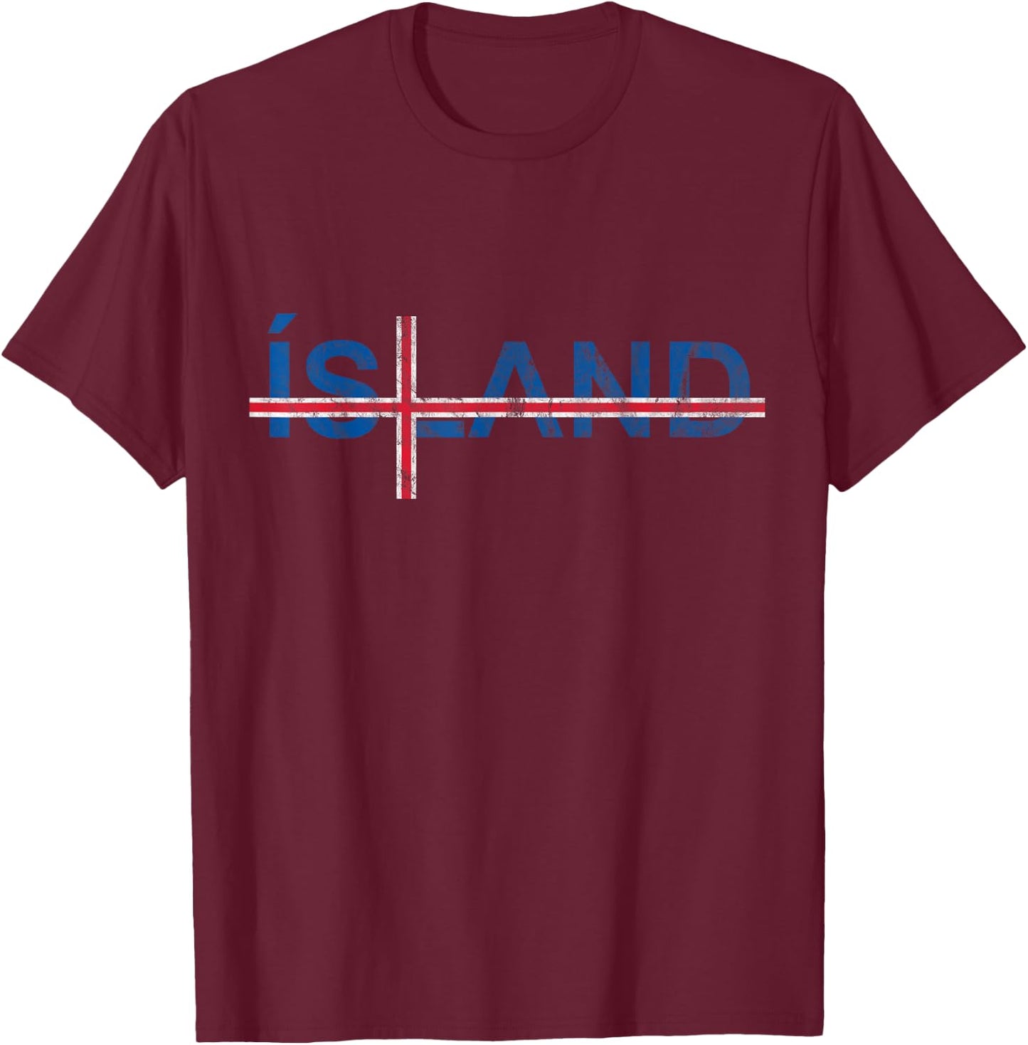 Icelandic Flag Scandinavian Cross Travel Iceland T-Shirt - T-Shirt | Maroon