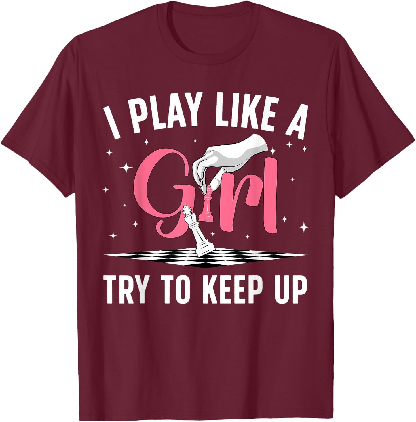 Cool Chess Art Girls Kids Chess Lover Chess Player T-Shirt - T-Shirt | Maroon