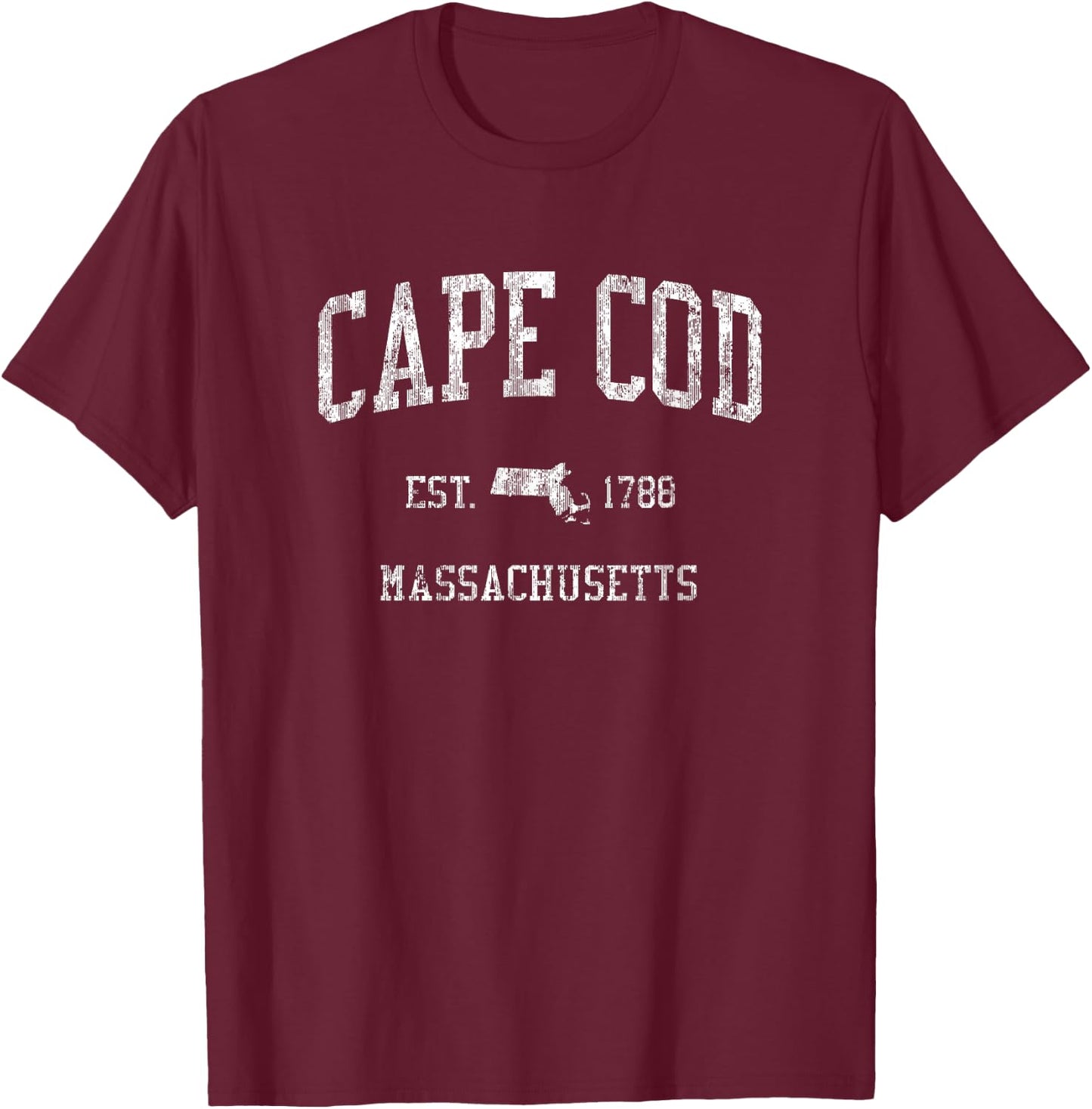 Cape Cod Massachusetts MA Vintage Sports Design T-Shirt - T-Shirt | Maroon