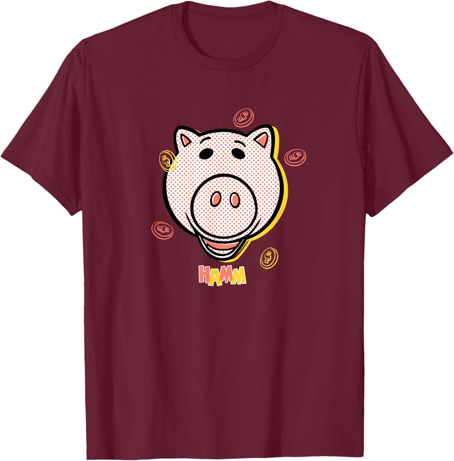 Disney Pixar Toy Story 4 Hamm Coins Halftone T-Shirt - T-Shirt | Maroon