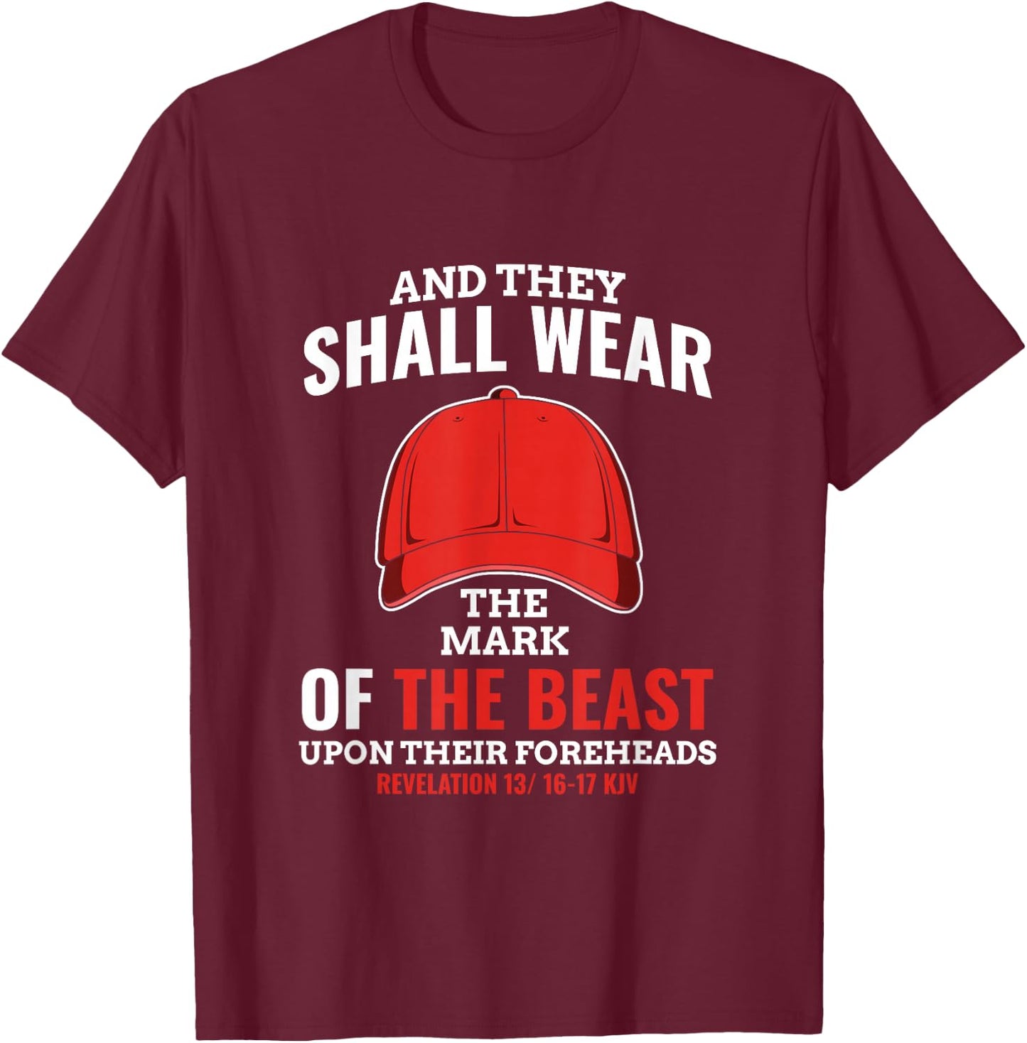 Funny Anti Trump Mark of The Beast Red Hat Liberal Gift Small T-Shirt - T-Shirt | Maroon