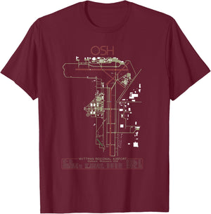 KOSH Wittman Regional Airport Oshkosh WI. Art T-Shirt - T-Shirt | Maroon