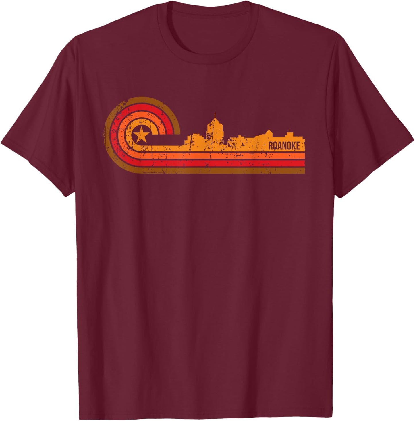 Retro Roanoke - Roanoke VA Skyline Shirt T-Shirt - T-Shirt | Maroon