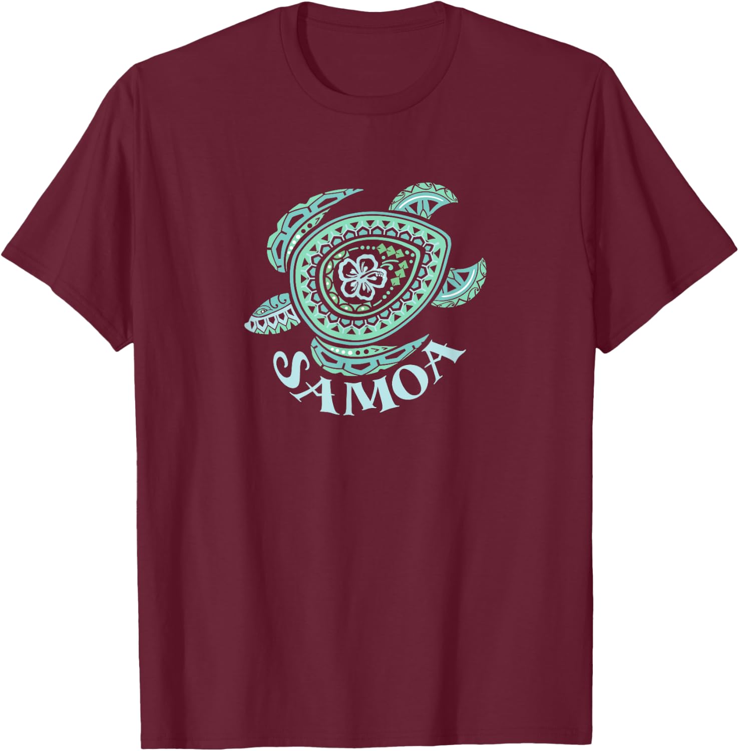 Samoan Tribal Turtle T-Shirt - T-Shirt | Maroon