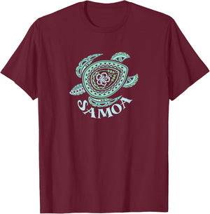 Samoan Tribal Turtle T-Shirt - T-Shirt | Maroon