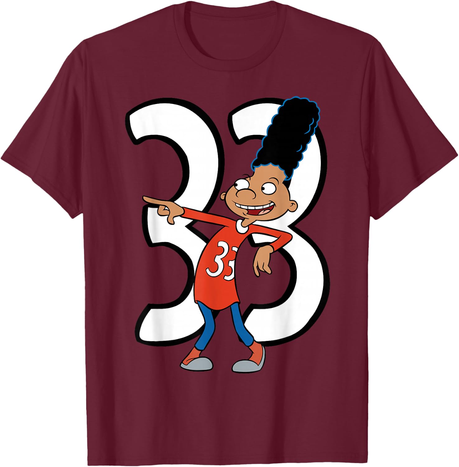 Hey Arnold! 33 Jersey Gerald Pose T-Shirt - T-Shirt | Maroon