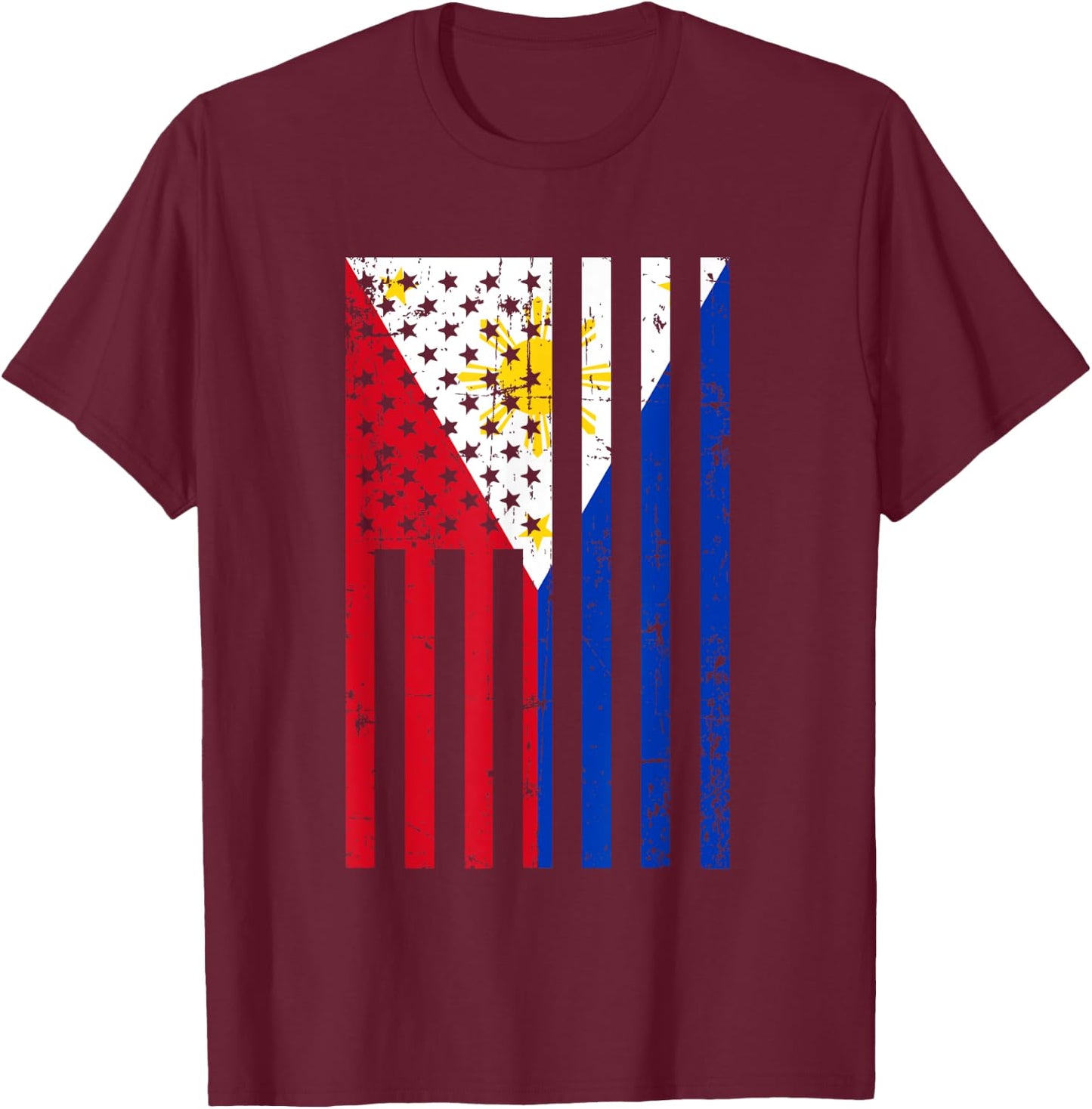 Philippines American Flag for New US Citizen Gift T-Shirt - T-Shirt | Maroon