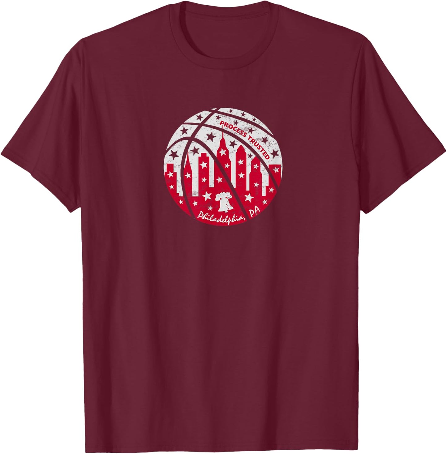 Trust the Process Trusted Philadelphia Basketball Philly T-Shirt - T-Shirt | Maroon