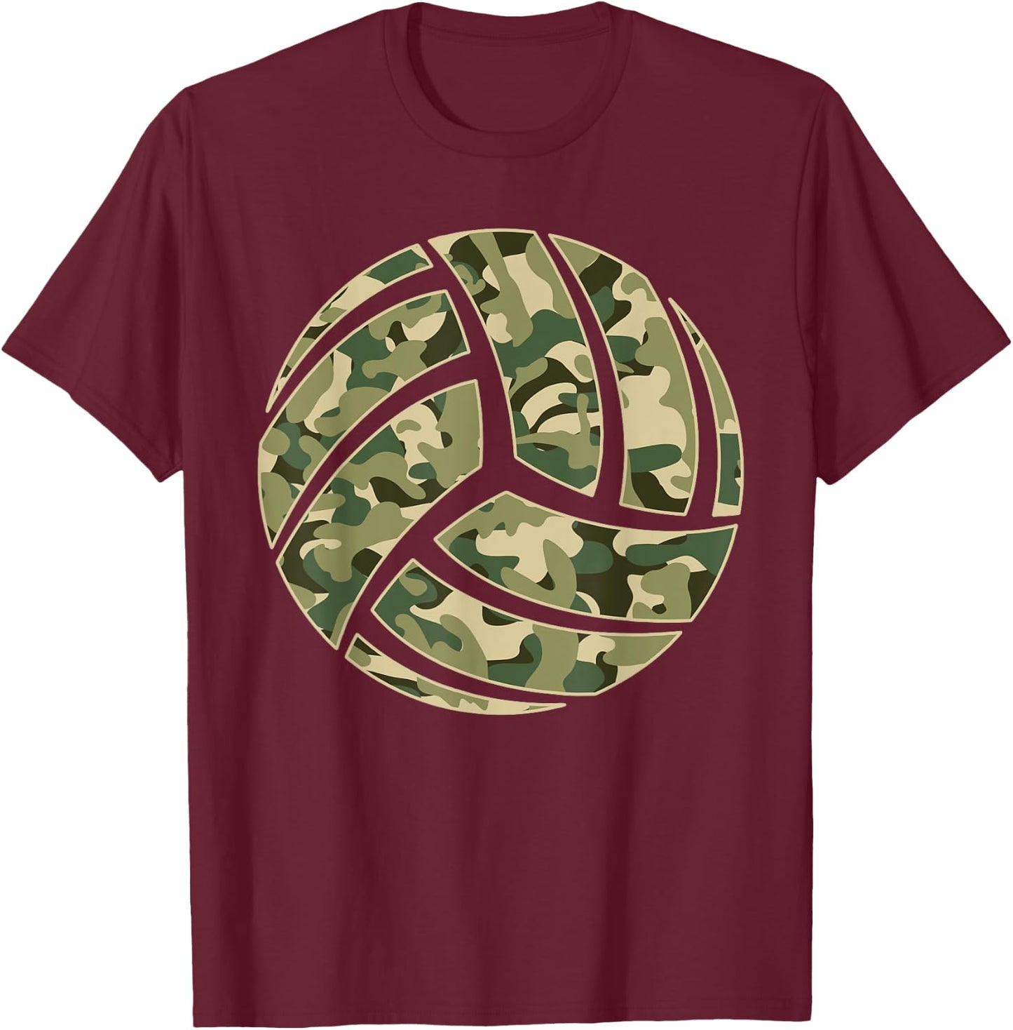 Camouflage Volleyball Lover Player Fan Cute Camo Volleyball T-Shirt - T-Shirt | Maroon
