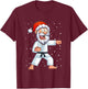 Funny Santa Hat Christmas Karate Kids Shirt For Boys T-Shirt - T-Shirt | Maroon