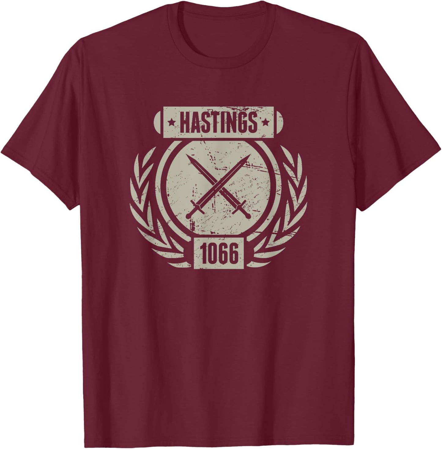 Historical Battle of Hastings (Distressed) T-Shirt - T-Shirt | Maroon