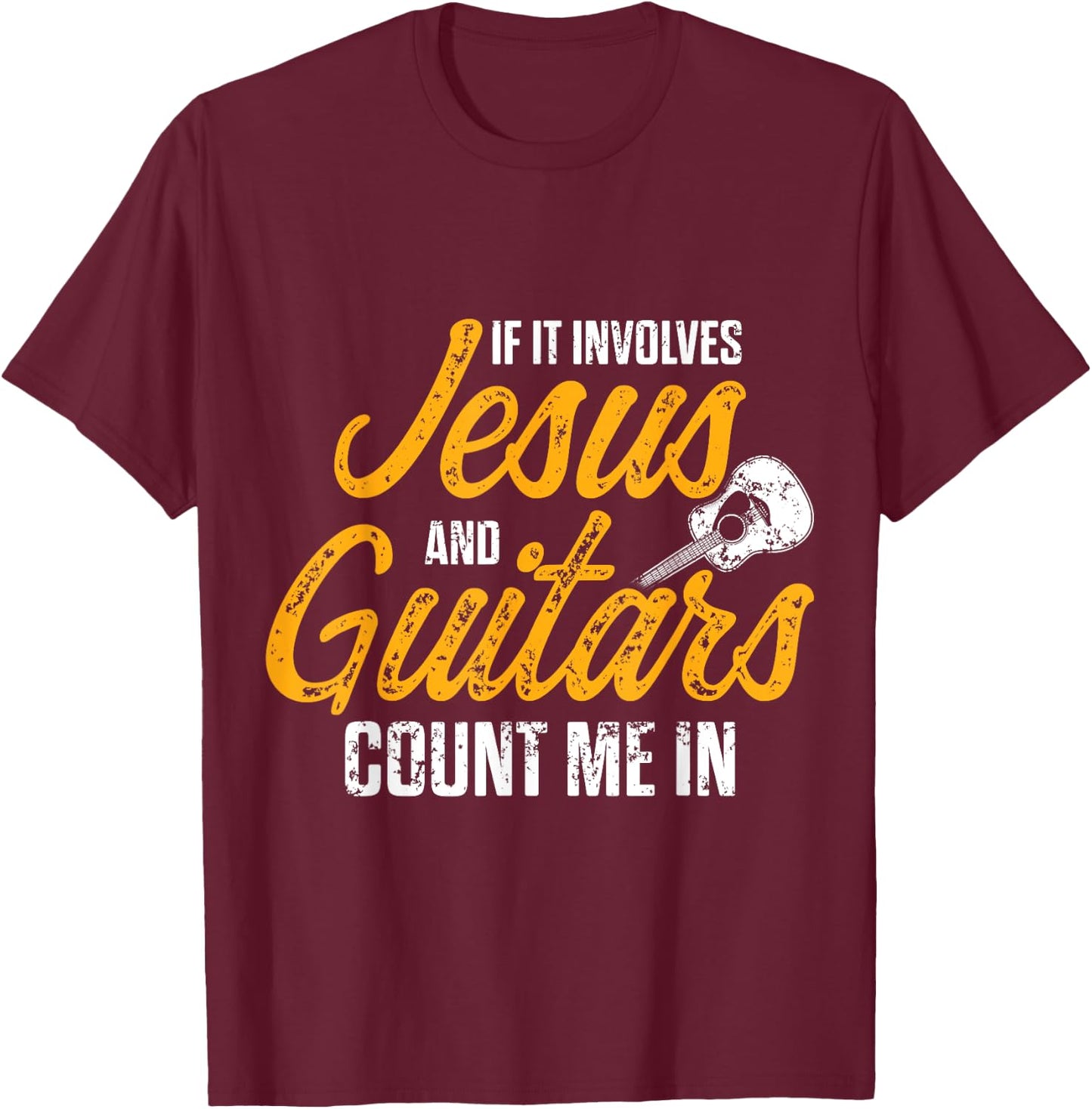 Christian Guitarist Jesus Church Worship Guitar Player T-Shirt - T-Shirt | Maroon