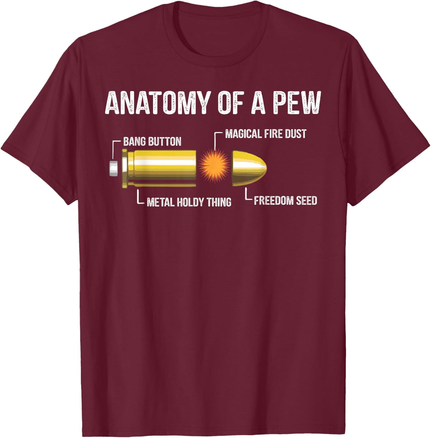 Funny Gun Ammo Bullet Gift - Anatomy Of A Pew T-Shirt - T-Shirt | Maroon