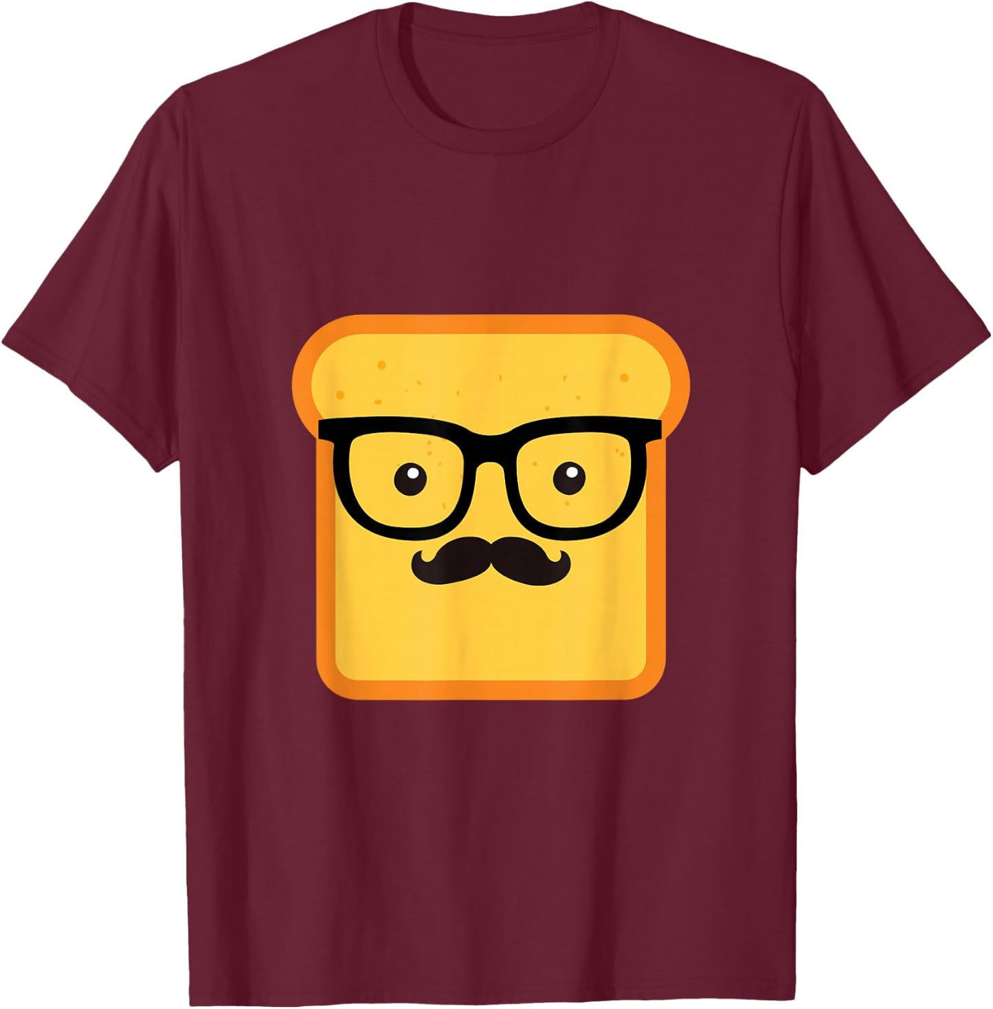 Hipster Loaf of Bread Caricature Funny Chef Gift T-Shirt - T-Shirt | Maroon