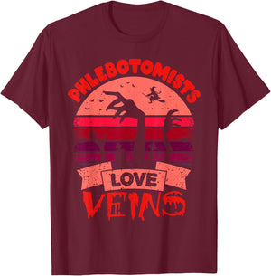 Phlebotomists Love Veins Gift Halloween Phlebotomist T-Shirt - T-Shirt | Maroon
