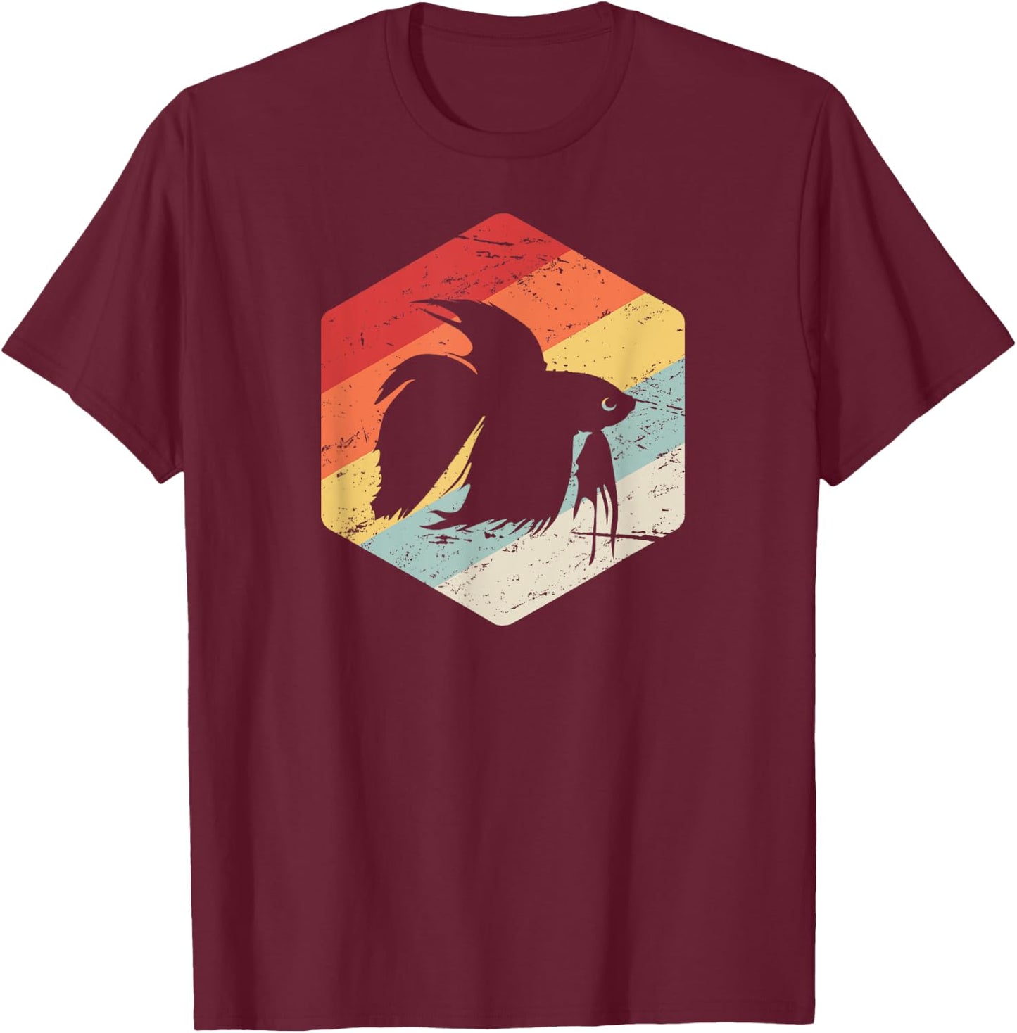 Retro Vintage Freshwater Aquarium Betta Fish T-Shirt - T-Shirt | Maroon
