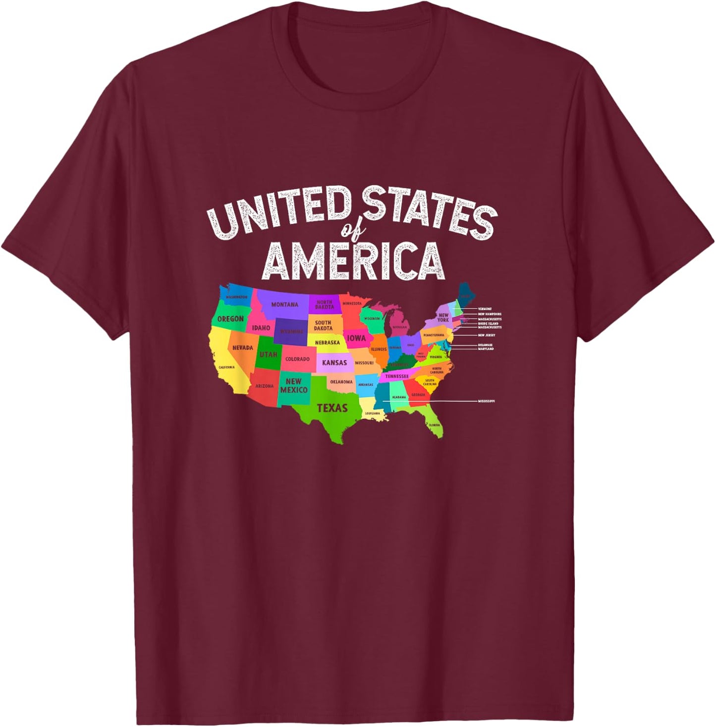 USA map Shirt United States Map US Travel Gift T-Shirt - T-Shirt | Maroon