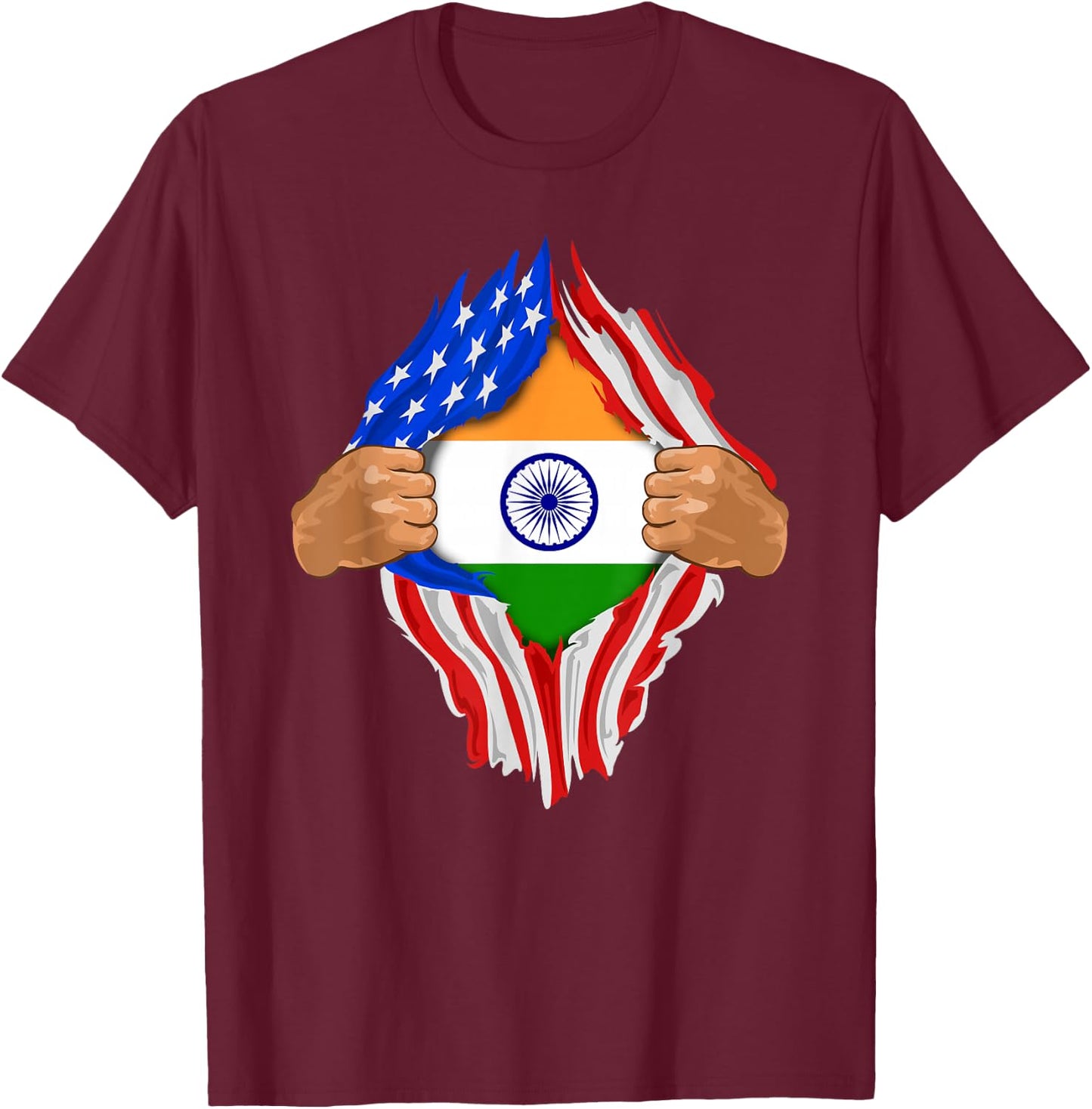 Indian Blood Inside Me | India Flag Gift T-Shirt - T-Shirt | Maroon