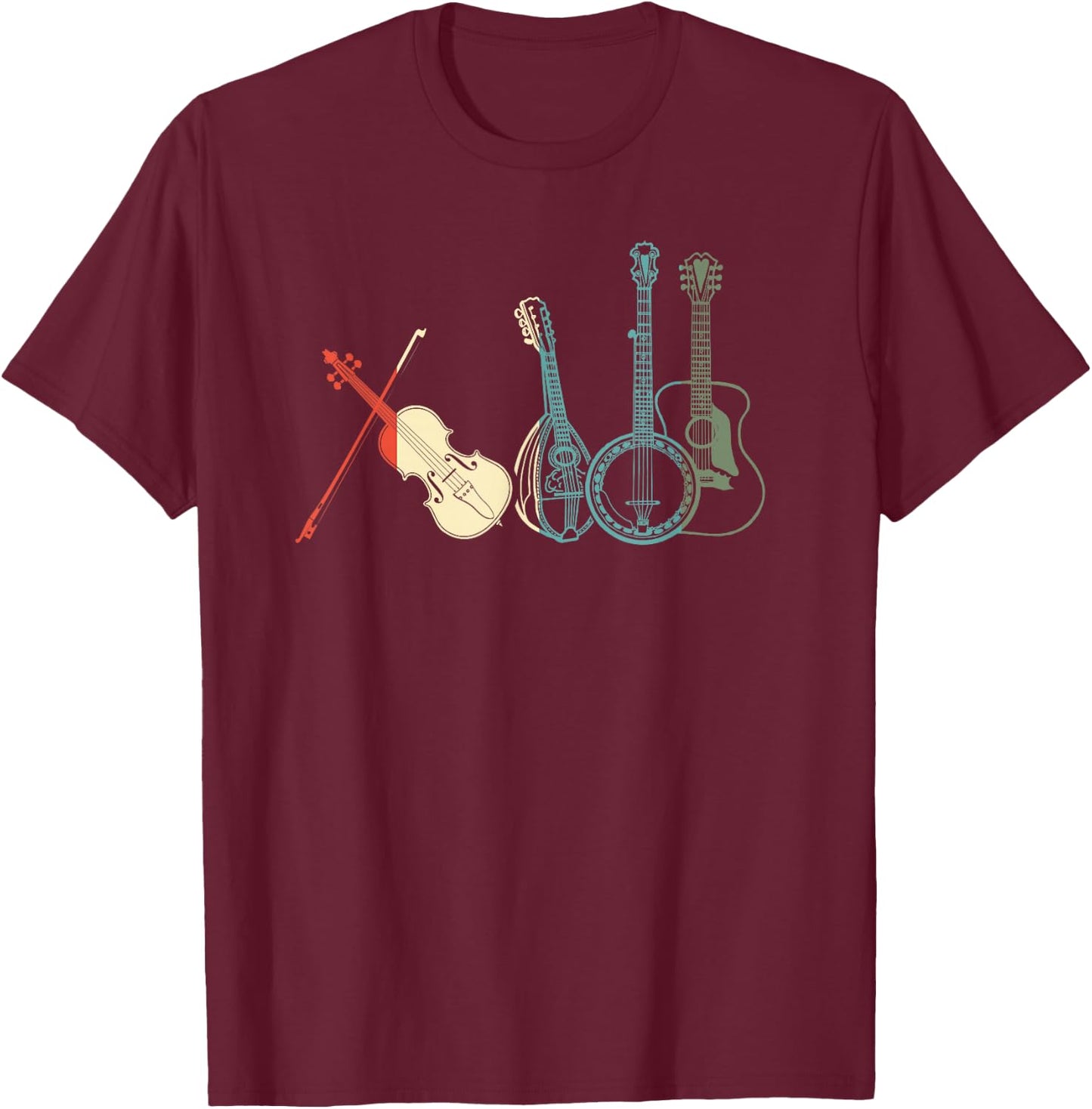 Guitars Banjos Fiddle Mandolin T-Shirt - T-Shirt | Maroon